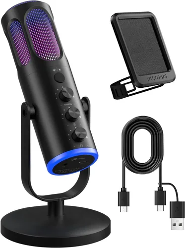 Miniatura 9 de Microfono para juegos, micrófono condensador USB para PC, PS4/5 y Mac, micrófono de computadora con cancelación de ruido, silencio, reverberación
