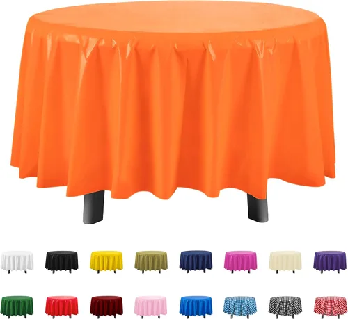 Miniatura 20 de Eleclassi Negro Paquete de 12 Manteles Redondos de Plástico Desechables Premium - Manteles de Mesa de Plástico Redondos de 84 Pulgadas para Fiestas