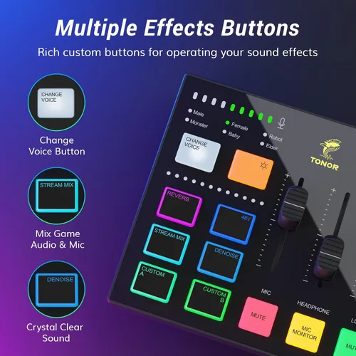 Miniatura 6 de TONOR Kit de micrófono dinámico para podcasts, interfaz de audio y micrófono XLR/USB para podcasting, grabación, micrófono de estudio cardioide XLR
