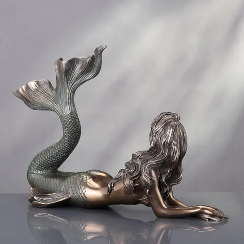 Miniatura 5 de Veronese Design 7 5/8" de altura de sirena acostada estatua náutica escultura estatua estatua Bronce