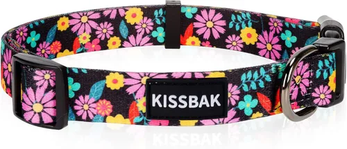 Collar para perros medianos – Diseño especial lindo collar suave ajustable floral elegante collar para perras hembra cachorro (M, margarita rosa)