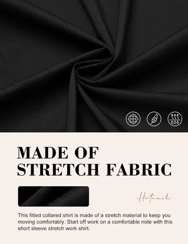 Miniatura 4 de HOTOUCH - Camisas básicas con botones para mujer de manga corta elásticas con cuello de botón para mesera y trabajo