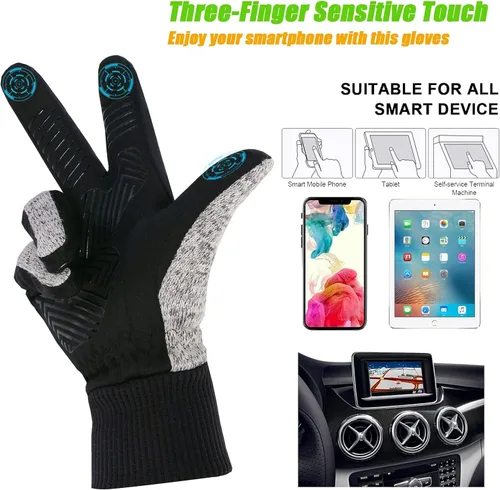 Miniatura 4 de MOREOK Guantes de invierno -10F 3M Thinsulate guantes cálidos guantes de ciclismo para conducirciclismo, correr, senderismo, Negro