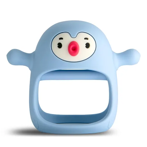 Smily Mia Juguetes de dentición para bebés de 0 a 6 meses, mordedores para bebés de 3 a 6 meses | Mordedor de pingüino | Mordedor de mano | Manoplas
