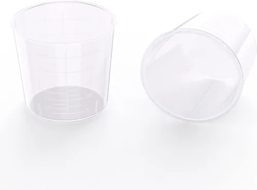 Miniatura 3 de Paquete de 30 vasos graduados de plástico de 2 onzas, vasos transparentes de 2 onzas con 30 varillas de madera para mezclar pintura, manchas, epoxi
