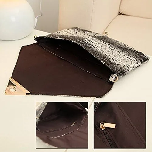 Miniatura 6 de Bolso de mano con diseño de piel de serpiente para mujer, bolso de hombro con cadena