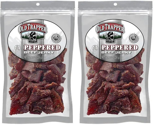 Miniatura 9 de Cecina de res Old Trapper, caliente y picante 8 onzas, paquete individual, bocadillos de carne tierna y picante para almuerzos o entre comidas, 11