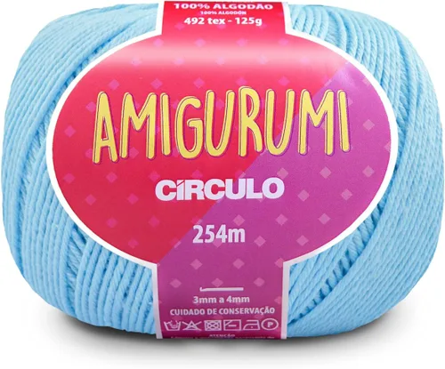 Circulo Amigurumi Yarn, 100% Algodón Virgen Brasileño Mercerizado para Crochet y Tejido, Soft Art - Hilo de Peso Deportivo, 4.4 oz, 278 yardas -