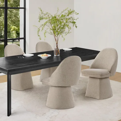 Miniatura 56 de KISLOT Juego de 4 sillas de comedor giratorias, tapizadas de mediados de siglo con respaldo alto, sillas de cocina de tela de lino para comedor, Una