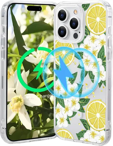 Miniatura 26 de Funda magnética de flores para iPhone 15 [compatible con MagSafe] Bonito patrón floral transparente a prueba de golpes
