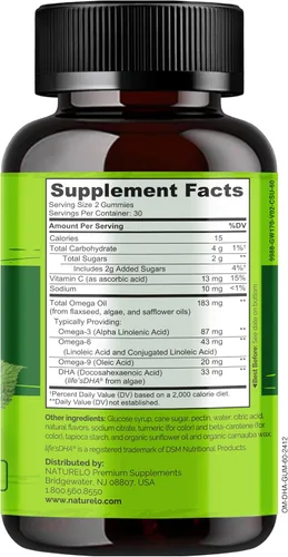 Miniatura 7 de NATURELO Suplemento vegetariano de DHA y Omega 3 de algas y aceite de semillas de chía para la salud del corazón, el cerebro y las articulaciones