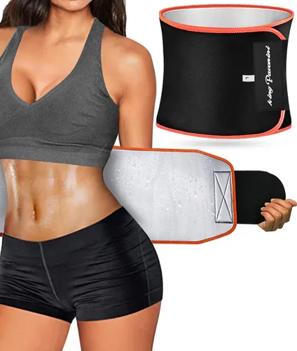 KingPavonini - Faja reductora de cintura para mujeres y entrenador de cintura para hombres, cinturón de sudor talla grande, actualizado Naranja