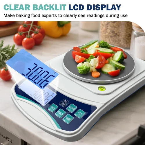 Miniatura 4 de Balanza Digital de Laboratorio 1000g x 0.01g, Balanza Analítica Electrónica de Precisión para Laboratorio, Joyería, Cocina, Incluye Peso de 100g y 2