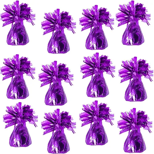 Miniatura 14 de Pesas de globos metálicos, recuerdos de fiesta de cumpleaños, regalos novedosos y mordazas, 5.5 pulgadas, paquete de 12 unidades plateado