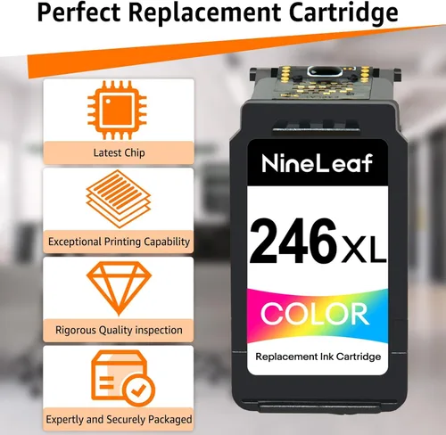 Miniatura 4 de NineLeaf Cartucho de tinta remanufacturado compatible con Canon PG-245XL CL-246XL PG-243 CL-244 PIXMA MG2520 MG2920 MG2922 MG2924 MG2420 MG2522