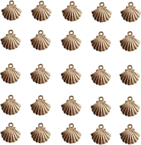 Miniatura 7 de 50 dijes de concha de plata antigua, festones para bricolaje, conchas marinas para hacer pulseras, collares, joyas