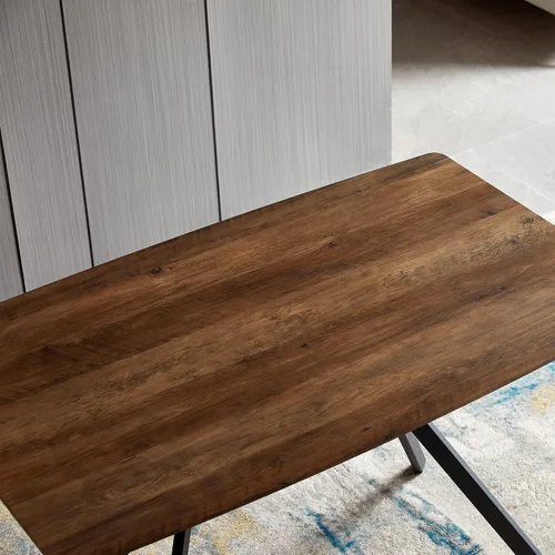 Miniatura 5 de Yogald - Mesa de comedor moderna de 47.27 pulgadas, mesa de comedor rectangular con patas de metal, ahorro de espacio para reuniones y comedor