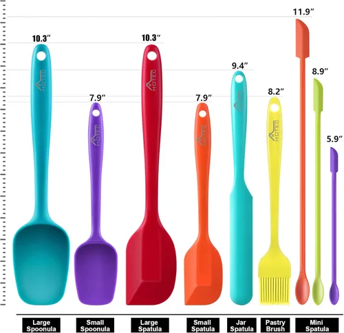 Miniatura 2 de HOTEC - Juego de espátulas de silicona sin BPA, resistentes al calor, utensilios de cocina para hornear, cocinar y mezclar, antiadherentes, de grado