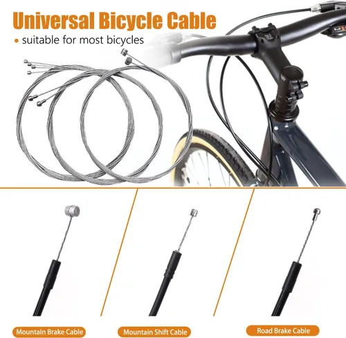 Miniatura 3 de mankk Cable universal de freno de bicicleta y cable de cambio, cable de cambio de bicicleta y kit de carcasa de cable de freno con tapas de extremo