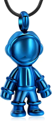 mingkejw Cremación astronauta collar urna conmemorativa joyería colgante urna de cremación cenizas collar conmemorativo para niños y humanos.