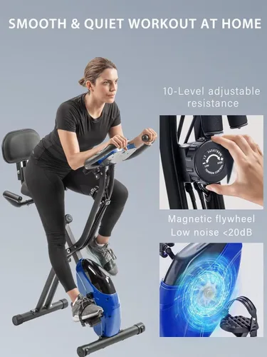 Miniatura 3 de Merax Bicicleta de entrenamiento para el hogar: bicicleta estática reclinada 4 en 1 y posiciones verticales de bicicleta de ciclismo para Azul real
