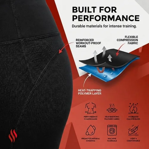 Miniatura 4 de Sweat Shaper - Leggings de sauna para mujer, pantalones de compresión de cintura alta, leggings de yoga, capris de sudoración térmica Negro