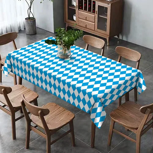 Miniatura 4 de Hafangry Mantel de Oktoberfest para decoración de fiesta temática del Oktoberfest alemán, mantel rectangular con bandera bávara azul