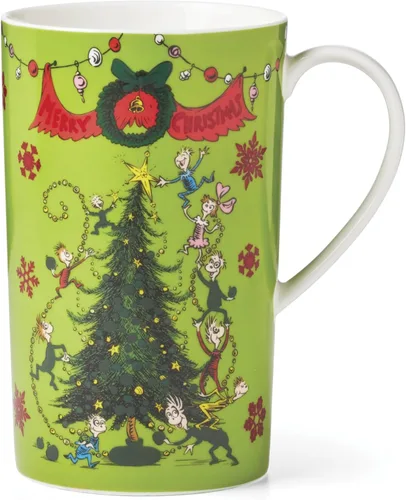 Miniatura 20 de Lenox 896338 Tarro de dulces cubierto con texto en inglés "Merry Grinchmas", decoración navideña y festiva