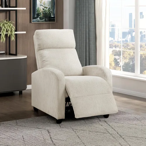 Miniatura 28 de Lexicon Sillón Reclinable de Pana con Respaldo Empujable Sillón Butaca Reclinable de Empuje hacia Atrás, Marco de Madera Sólida y Base de Metal