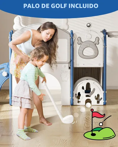 Miniatura 3 de XJD Tobogán infantil 12 en 1 para niños pequeños de 1 a 3 años, nueva actualización con juego de golf, aro de baloncesto, tabla de dibujo para juego
