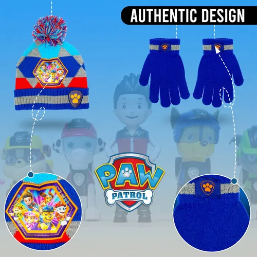 Miniatura 5 de PAW Patrol - Sombreros de invierno y guantes de nieve para niños pequeños, juego de 2 manoplas suaves con gorro de pompón y fundas cálidas