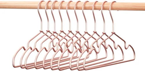 Paquete de 10 Koobay 13 pulgadas antideslizante de alambre de oro rosa para niños, ropa de traje, abrigo de metal
