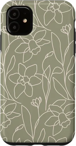 Miniatura 8 de Poppy Flower Line Art Modern Leaves Boho Artichoke Green Case for iPhone 17