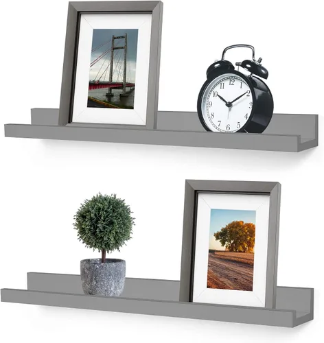 Miniatura 3 de Greenco Estante para fotos, juego de 2 estantes flotantes montados en la pared para dormitorio, sala de estar, cocina, baño, exhibición de Nogal