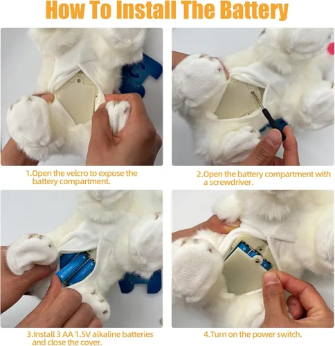 Miniatura 4 de CU-MATE Juguetes eléctricos de peluche de 12 pulgadas, juguete electrónico de peluche para gato, robot interactivo, juguete interactivo