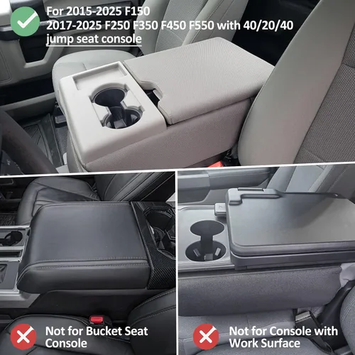 Miniatura 2 de JDMCAR Funda para apoyabrazos Compatible con Ford F150 2015-2024 2025 Accesorios, F250 F350 F450 2017-2025 con asiento de salto 40/20/40, Protector