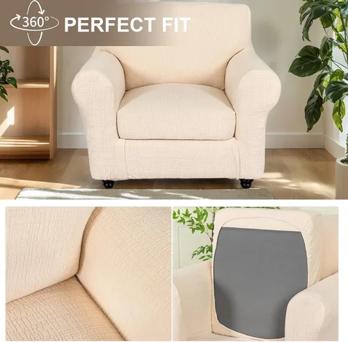 Miniatura 5 de Eco-Ancheng Fundas para silla, funda de sofá con funda de cojín de asiento separada con parte inferior elástica, 1 funda de asiento con brazos