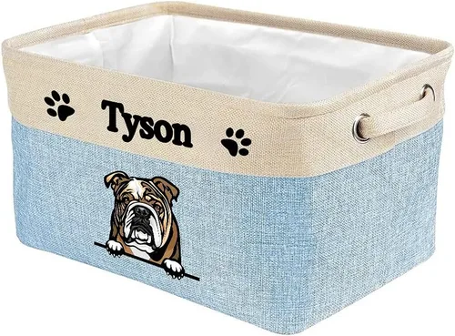 Miniatura 12 de Cesta de almacenamiento plegable personalizada con un bonito perro Bulldog inglés, plegable, de tela resistente, cubo de almacenamiento para Gris