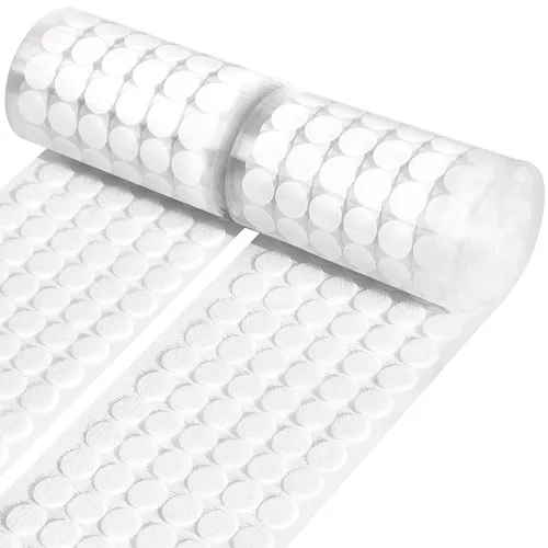 WXBOOM 2000 unidades (1000 pares) puntos autoadhesivos de 0.59 pulgadas, puntos blancos de gancho y bucle, impermeables, parte trasera adhesiva de