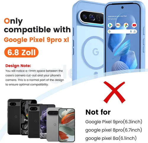 Miniatura 2 de Funda para teléfono Google Pixel 9 Pro XL, Compatible con Magnético, Protección contra Caídas de Grado Militar Translúcida Mate Resistente a Golpes