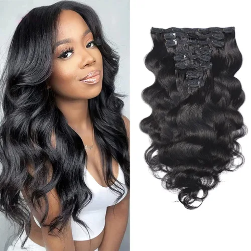 Miniatura 13 de Extensiones de cabello ondulado con clip, rizado natural, 100% cabello humano brasileño sin procesar, para mujeres negras (12 pulgadas)