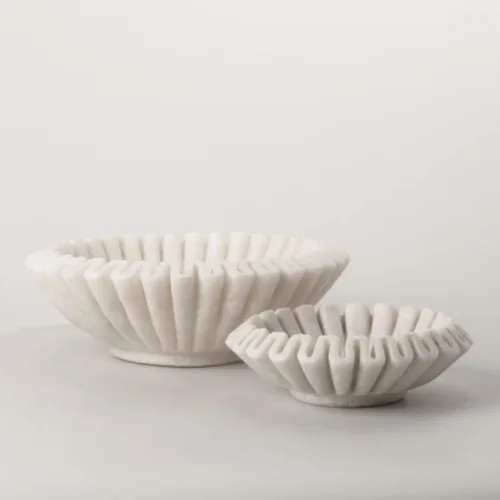 Miniatura 6 de Marble Ruffle Bowl Decorative Marble Scallop Bowl Flower Bowl Fruit Bowl Ruffled Marble Bowl Jewelry Dish Christmas Gift Decorative Bowl (9 inch)