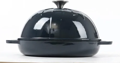 Miniatura 4 de HAWOK Horno de pan de hierro fundido con tapa Cloche, diámetro 9.8 pulgadas/9.8 in, 1.5 cuartos de galón, bandeja para hornear de masa madre, Azul