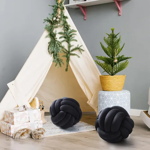 Miniatura 4 de Namalu 2 bolas de almohada de nudo suave, manta redonda decorativa, almohadas de felpa anudadas suaves, cojines de bolas de relleno hechos a mano