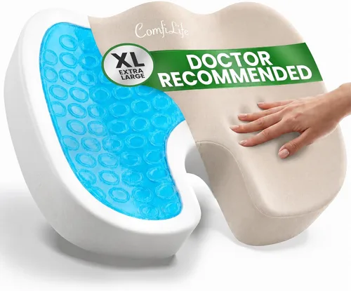 Miniatura 7 de ComfiLife - Cojín prémium de gel y espuma viscoelástica para silla de oficina, escritorio y asiento de automóvil, recomendado por doctores para Beige