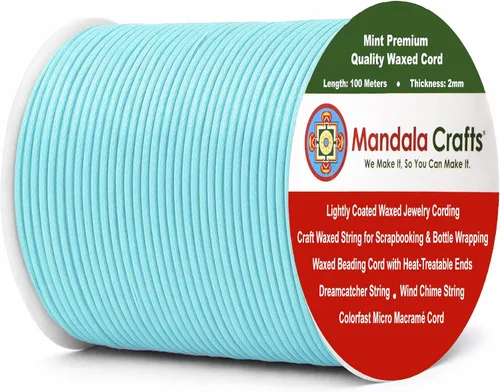 Miniatura 153 de Cuerda Mandala Crafts 0.03 pulgadas 109 yardas para hacer joyería, artesanía, macramé, cuerda de algodón encerado Negro