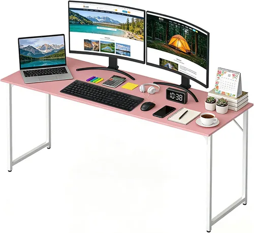 Miniatura 17 de BestOffice Escritorio para computadora, escritorio de oficina en casa, estilo moderno y simple para oficina en casa, estudio y escritura