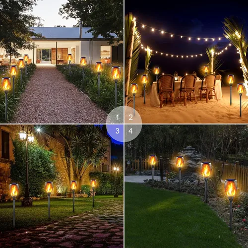 Miniatura 6 de Linterna solar grande con llama parpadeante, luces solares ultrabrillantes mejoradas para exteriores, decoraciones de paisaje, iluminación