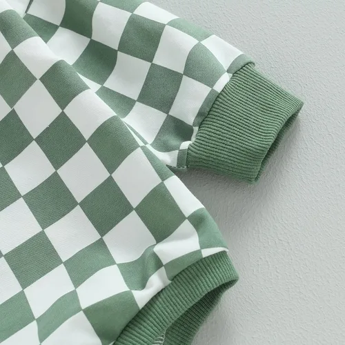 Miniatura 13 de Karuedoo Sudadera a cuadros para bebé niño y niña, mameluco de gran tamaño, manga larga, con burbujas, ropa neutra para otoño