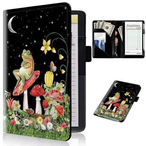 Miniatura 22 de Libros de servidor para camareras con bolsillo con cremallera – Libro de camarera gótico pastel con calavera de bruja, organizador de dinero